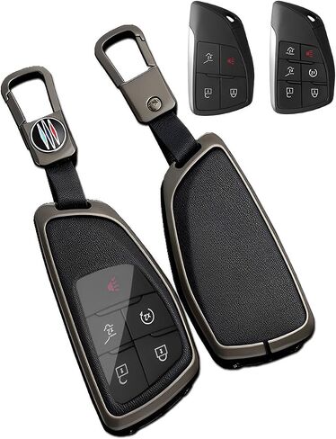 for Chevy GMC Key Fob Cover Case Metal Shell Car Smart Keys Protect Compatible 2021 2022 2023 Chevrolet Sierra Silverado Tahoe Buick (P-XFLGqh-Black) in Saudi Arabia