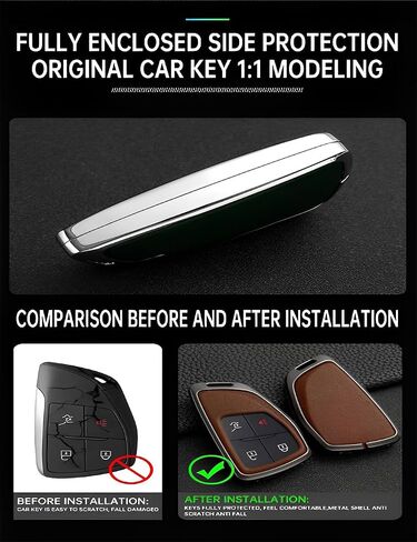 for Chevy GMC Key Fob Cover Case Metal Shell Car Smart Keys Protect Compatible 2021 2022 2023 Chevrolet Sierra Silverado Tahoe Buick (P-XFLGqh-Black) in Saudi Arabia