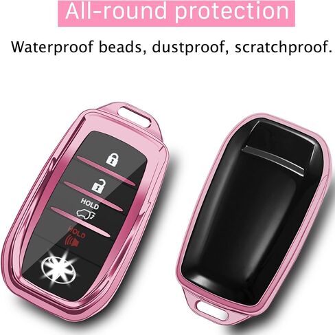for Toyota Key fob Cover with Metal Keychain,Soft TPU Key case skin,compatible with 2023 2024 Venza Carrora Senna RAV4 Prime Sienna Land Cruiser Fortuner Remote smart Key,Black in Saudi Arabia