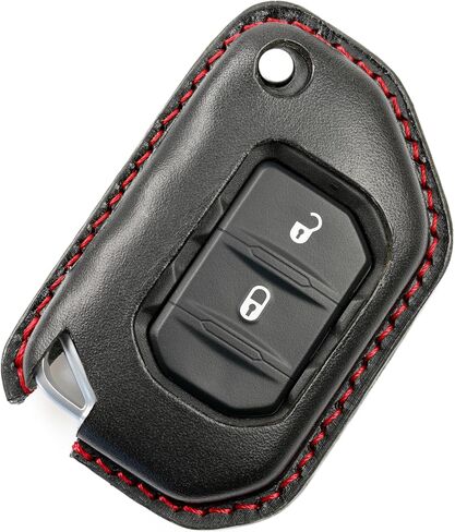 Leather-cafe Premium Italian Leather Car Key Fob Case Compatible with Jeep Wrangler and Gladiator Key Cover, Protective Compact Key Shell Accessories (Black) in Saudi Arabia