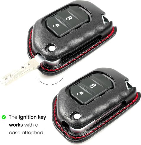 Leather-cafe Premium Italian Leather Car Key Fob Case Compatible with Jeep Wrangler and Gladiator Key Cover, Protective Compact Key Shell Accessories (Black) in Saudi Arabia