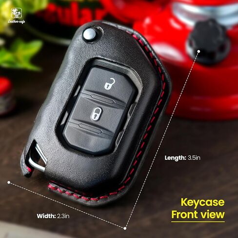 Leather-cafe Premium Italian Leather Car Key Fob Case Compatible with Jeep Wrangler and Gladiator Key Cover, Protective Compact Key Shell Accessories (Black) in Saudi Arabia
