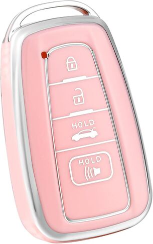 for Toyota Key Fob Cover Soft TPU Protection Key Case fits 2018-2022 Camry RAV4 Highlander Avalon C-HR Prius Corolla GT86 Smart Key Case Holder(Pink) in Saudi Arabia