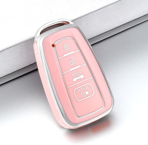 for Toyota Key Fob Cover Soft TPU Protection Key Case fits 2018-2022 Camry RAV4 Highlander Avalon C-HR Prius Corolla GT86 Smart Key Case Holder(Pink) in Saudi Arabia