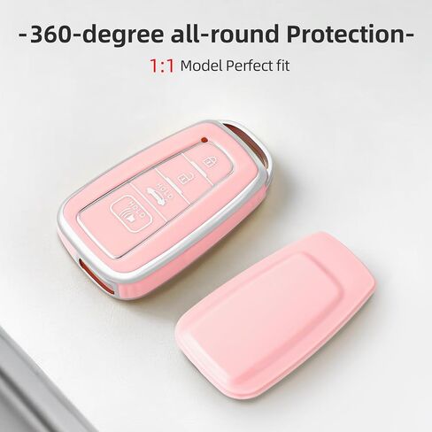 for Toyota Key Fob Cover Soft TPU Protection Key Case fits 2018-2022 Camry RAV4 Highlander Avalon C-HR Prius Corolla GT86 Smart Key Case Holder(Pink) in Saudi Arabia