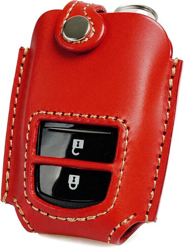 Leather-Cafe Premium Italian Leather Car Key Fob Case Compatible with Toyota GR Yaris and Corolla, Protective Compact Key Shell Smart Remote Accessories 2Button (Brown) in Saudi Arabia