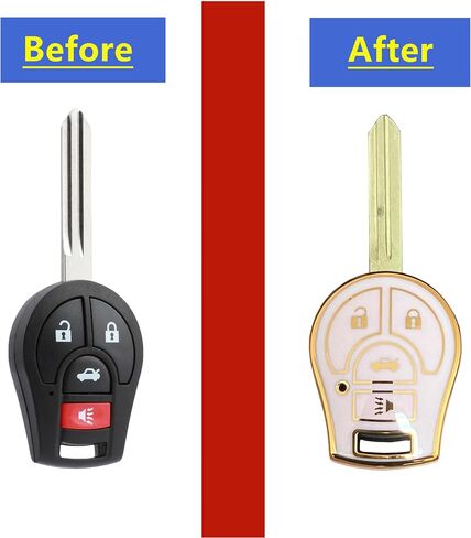 For Nissan Key Fob Shell Keyless Remote Key With Keychain Fit for Nissan Sentra Rogue Cube Juke Versa NV (Pink-Gold) in Saudi Arabia