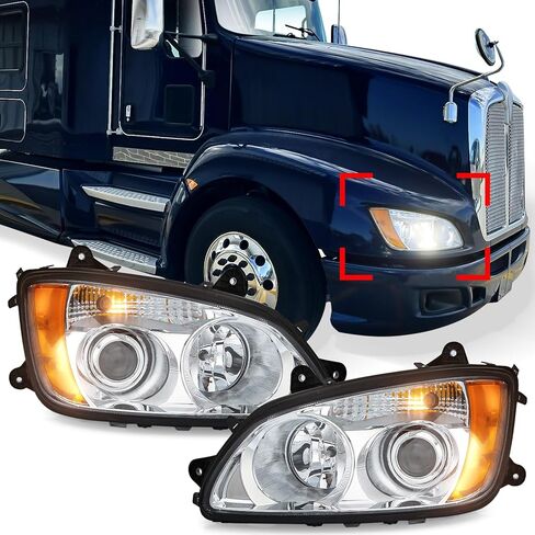 Headlights for 2008-2016 Kenworth T170 T270 T370 T440 T470 T660 T700,Headlamp Assembly Front with DOT Approved High and Low Beam Turn Signal Projector Replacement Left and Right(A Pair) in Saudi Arabia