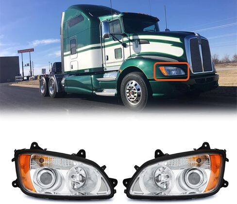 Headlights for 2008-2016 Kenworth T170 T270 T370 T440 T470 T660 T700,Headlamp Assembly Front with DOT Approved High and Low Beam Turn Signal Projector Replacement Left and Right(A Pair) in Saudi Arabia