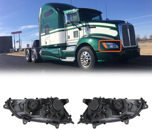 Headlights for 2008-2016 Kenworth T170 T270 T370 T440 T470 T660 T700,Headlamp Assembly Front with DOT Approved High and Low Beam Turn Signal Projector Replacement Left and Right(A Pair) in Saudi Arabia