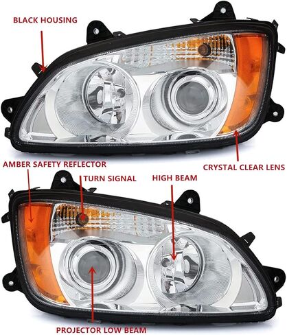 Headlights for 2008-2016 Kenworth T170 T270 T370 T440 T470 T660 T700,Headlamp Assembly Front with DOT Approved High and Low Beam Turn Signal Projector Replacement Left and Right(A Pair) in Saudi Arabia