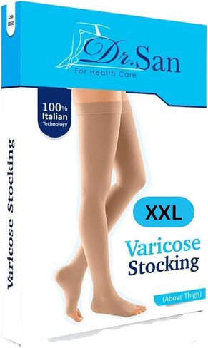 1 Pair of Dr. San Varicose Compression Stocking; Firm Compression; Seamless Nylon/Elastic Knit Stockings in Saudi Arabia