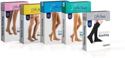 1 Pair of Dr. San Varicose Compression Stocking; Firm Compression; Seamless Nylon/Elastic Knit Stockings in Saudi Arabia