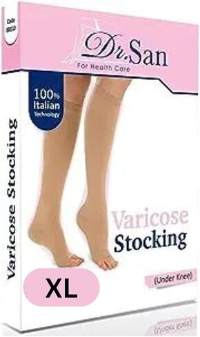 1 Pair of Dr. San Varicose Compression Stocking; Firm Compression; Seamless Nylon/Elastic Knit Stockings in Saudi Arabia