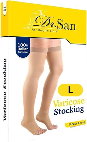 1 Pair of Dr. San Varicose Compression Stocking; Firm Compression; Seamless Nylon/Elastic Knit Stockings in Saudi Arabia