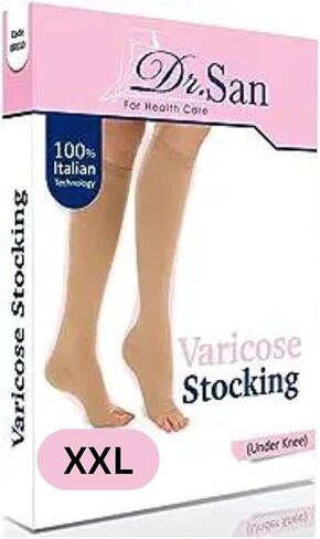 1 Pair of Dr. San Varicose Compression Stocking; Firm Compression; Seamless Nylon/Elastic Knit Stockings in Saudi Arabia
