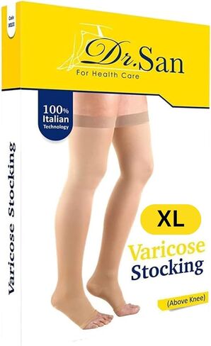 1 Pair of Dr. San Varicose Compression Stocking; Firm Compression; Seamless Nylon/Elastic Knit Stockings in Saudi Arabia