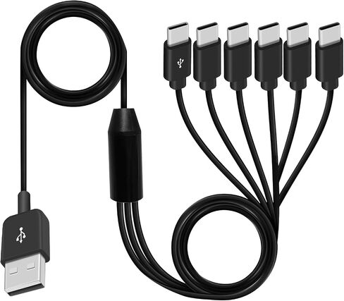 Poyiccot USB A to USB C Splitter Cable, Multi USB C Splitter Cable, 6 in 1 USB 2.0 Type A Male to 6 USB C Male Charging Cable, for USB Type-C Phone, Tablet, 5ft in Saudi Arabia