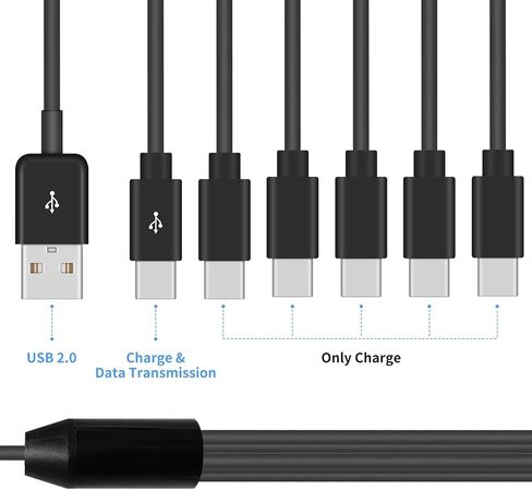 Poyiccot USB A to USB C Splitter Cable, Multi USB C Splitter Cable, 6 in 1 USB 2.0 Type A Male to 6 USB C Male Charging Cable, for USB Type-C Phone, Tablet, 5ft in Saudi Arabia
