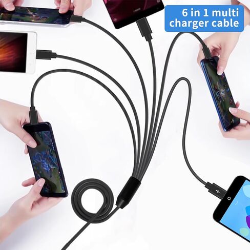 Poyiccot USB A to USB C Splitter Cable, Multi USB C Splitter Cable, 6 in 1 USB 2.0 Type A Male to 6 USB C Male Charging Cable, for USB Type-C Phone, Tablet, 5ft in Saudi Arabia