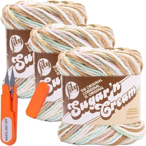 Bundle of Yarn/Paper Scissors - 11cm - 18g - Orang, and Yarn SUGAR'N CR OMBR SURF Sand, Surf & Sand, Pack of 3 in Saudi Arabia