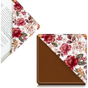 Cute Leather Bookmarks, Fun Triangle Making Corner Bookmark, Book Accessories for Reading Book Lovers, Unbreakable Page Markers for Women Men Boho Paisley Flower