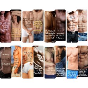 Sexy Naughty Bookmarks for Women. Shirtless Men with Cute Sayings On Each Dirty Bookmark. Funny Bookmarks for Women. Book Lover Bookmarks