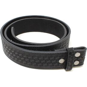 Leather Belt Strap with Embossed Basket Weave Pattern 1.5" Wide with Snaps
