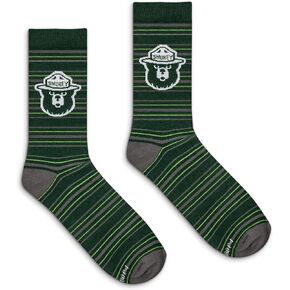 Tee Luv Men's Smokey Bear Socks - Colorful Animal Mascot Novelty Crew Socks (Green/Gray)