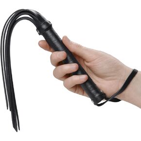 HB Leather Rubber Strands Hand Whip