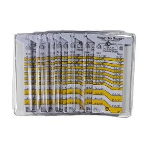 10 Pack HexSizer Heavy Hex Gauge - Inch to 4-5/8" - Plastic - with Protective Vinyl Sleeve - (Yellow on White)