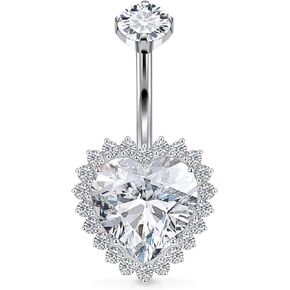 14G Astm F136 Titanium Internally Threaded Long Belly Button Ring Piercing Jewelry Cubic Zirconia Navel Rings Stud Belly Barbell Piercing Jewelry for Women 10MM 12MM 14MM Belly Bars