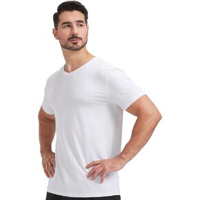 Men's Ultra Soft V-Neck Bamboo Viscose T-Shirt Comfy Lightweight Casual Basic Cotton Tee Shirt