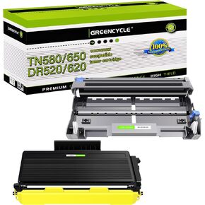 greencycle High Yield Black Toner Cartridges & Drum Unit Set Compatible for Brother TN580 TN650 DR620 DR520 use for HL-5370dw/5340d DCP-8060/8065DN MFC-8680dn/8480DN/8690dw Printer (1 Toner,1 Drum)