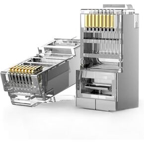 50-حزمة RJ45 تمر من خلال موصل Cat6 محمية RJ45 وحدات المقابس مطلية بالذهب 8P8C RJ45 ينتهي لكابل إيثرنت الصلبة أو الذين تقطعت بهم السبل in Kuwait