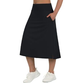 beroy Women 28" long Skorts for Woman with 4 Pockets Modest Skirt with Shorts Underneath High Waisted Long Skorts for Women