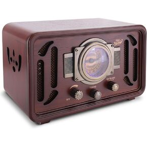 Pyle Retro Wireless Bluetooth Radio Speaker - Classic Vintage Style Audio Sound Receiver System w/Built-in Stereo Speakers, USB, SD Card Slot, AUX, RCA, MP3, AM/FM Tuner PUNP34BT.5