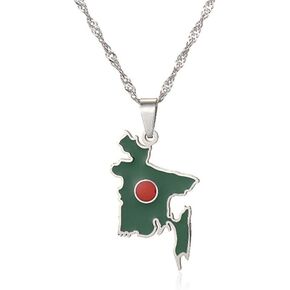 PEAS Fashion Jewelry Necklace Stainless Steel Bangladesh Map Pendant Necklace