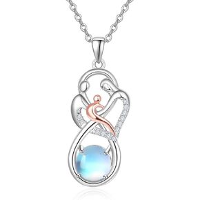 Palpitate Mother Day Necklace Mother and Child Necklace Family Necklace Pendant 925 Sterling Silver Parent Child Family Jewelry Gifts for Mom Wife