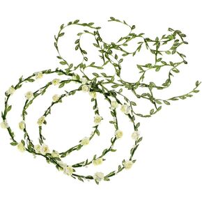 عصابة رأس على شكل زهرة بوهو مع ذيل جميل من الزهور لغطاء رأس العروس في حفل زفاف (كريمي اللون - 3 قطع) in Kuwait