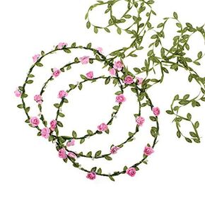 Flower Headband BOHO with Lovely Tail Floral for Wedding Bride Headdress (Cream-Coloured-3pc)