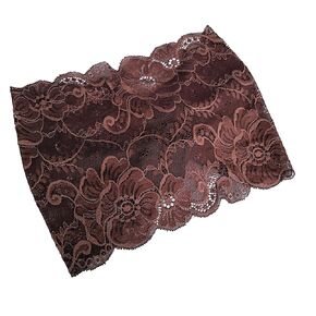 Hairband, Wide Lace Headband for Women in Brown with Elastic Flower Lace Pattern