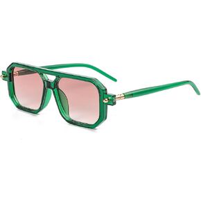 NIDOVIX Vintage Square 70s Aviator Sunglasses for Women Men Retro Classic Flat Aviator Frame Sun Glasses UV Protection