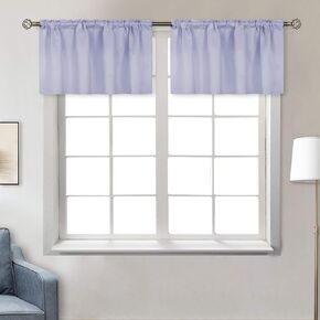 BGment Rod Pocket Valances for Kitchen- Thermal Insulated Room Darkening Tier Valance Curtain for Dinning Room, 42 x 18 Inch, 2 Panels, Lavander