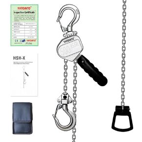 1/4Ton Come Along Mini Chain Hoist 10Ft Light Aluminum Alloy Chain Hoist Alloy Steel G80 Chain Mini-Puller Hoist with Safety Hook