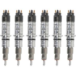 6PCS 0445120177 5254261 5254261NX 6755113100 Diesel Fuel Injectors for Bosch Cummins ISB4.5L QSB4.5L QSB6.7L ISB6.7L Dodge Ram 1500 2500 3500 Freightliner Trucks Hyundai Excavator HL730-9A8 R250LC-9A