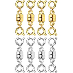 OHINGLT Double Magnetic Necklace Clasps and Closures,Gold and Silver Plated Jewelry Clasps Converters for Bracelet Necklaces Chain