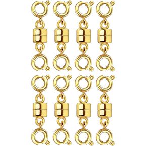 OHINGLT Double Magnetic Necklace Clasps and Closures,Gold and Silver Plated Jewelry Clasps Converters for Bracelet Necklaces Chain