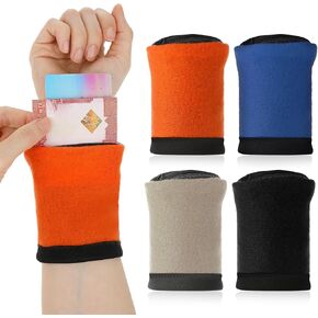 4 Pack Wrist Bands Sports, Wrist Wallet for Women Men with Zipper, Small Money Pouch, Wrist Wallet Sweat Band for Running, Walking, Basketball, Football, Tennis, Hiking, Workout in Saudi Arabia