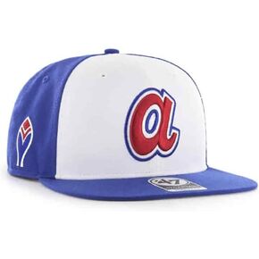 47 قبعة Atlanta Braves Cooperstown Sure Shot Snapback، قبعة قابلة للتعديل باللون الأزرق والأبيض in Kuwait